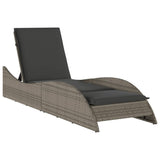 Vidaxl ligbed met kussen 60x205x73 cm poly rattan grijs