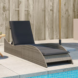 Vidaxl ligbed met kussen 60x205x73 cm poly rattan grijs