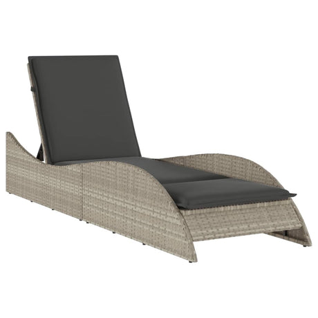 Vidaxl ligbed met kussen 60x205x73 cm poly rattan lichtgrijs
