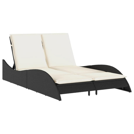 Vidaxl ligbed met kussens 114x205x73 cm poly rattan zwart