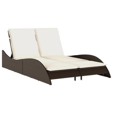 Vidaxl ligbed met kussens 114x205x73 cm poly rattan bruin