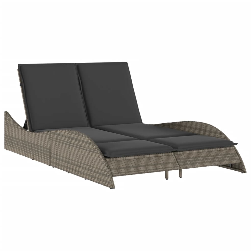 Vidaxl ligbed met kussens 114x205x73 cm poly rattan grijs