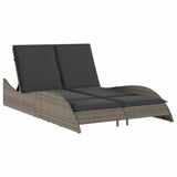 Vidaxl ligbed met kussens 114x205x73 cm poly rattan grijs