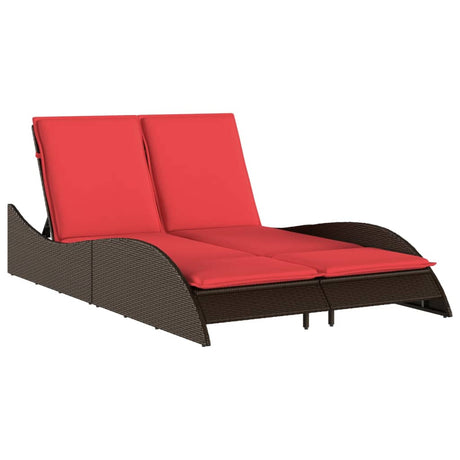 Vidaxl ligbed met kussens bruin 114x205x73 cm poly rattan