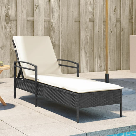 Vidaxl ligbed met kussen 63x200x81 cm poly rattan zwart