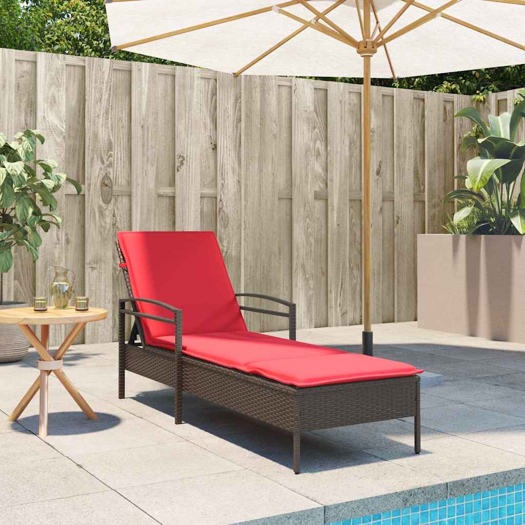 Vidaxl verstelbare zonnebank met 3 posities poly rattan bruin