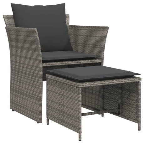 Vidaxl tuinstoel met voetenbank poly rattan grijs