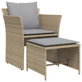 Vidaxl tuinstoel met voetenbank poly rattan beige