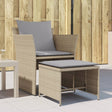 Vidaxl tuinstoel met voetenbank poly rattan beige