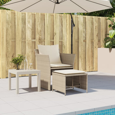 Vidaxl tuinstoel met voetenbank poly rattan beige