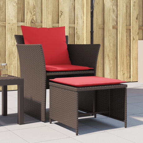 Vidaxl tuinstoel met voetenbank poly rattan bruin