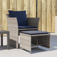 Vidaxl tuinstoel met voetenbank poly rattan grijs