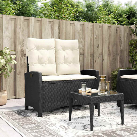 Vidaxl tuinbankje verstelbaar met kussens poly rattan zwart