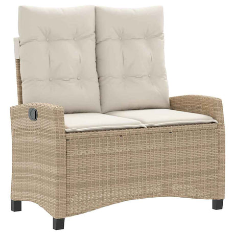 Vidaxl tuinbankje verstelbaar met kussens poly rattan beige