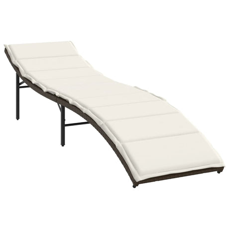 Vidaxl ligbed met kussen 55x199x50 cm poly rattan bruin
