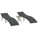 Vidaxl ligbedden 2 st met tafel poly rattan grijs