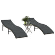 Vidaxl ligbedden 2 st met tafel poly rattan grijs