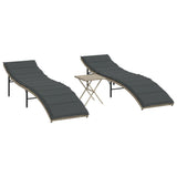 Vidaxl ligbedden 2 st met tafel poly rattan lichtgrijs