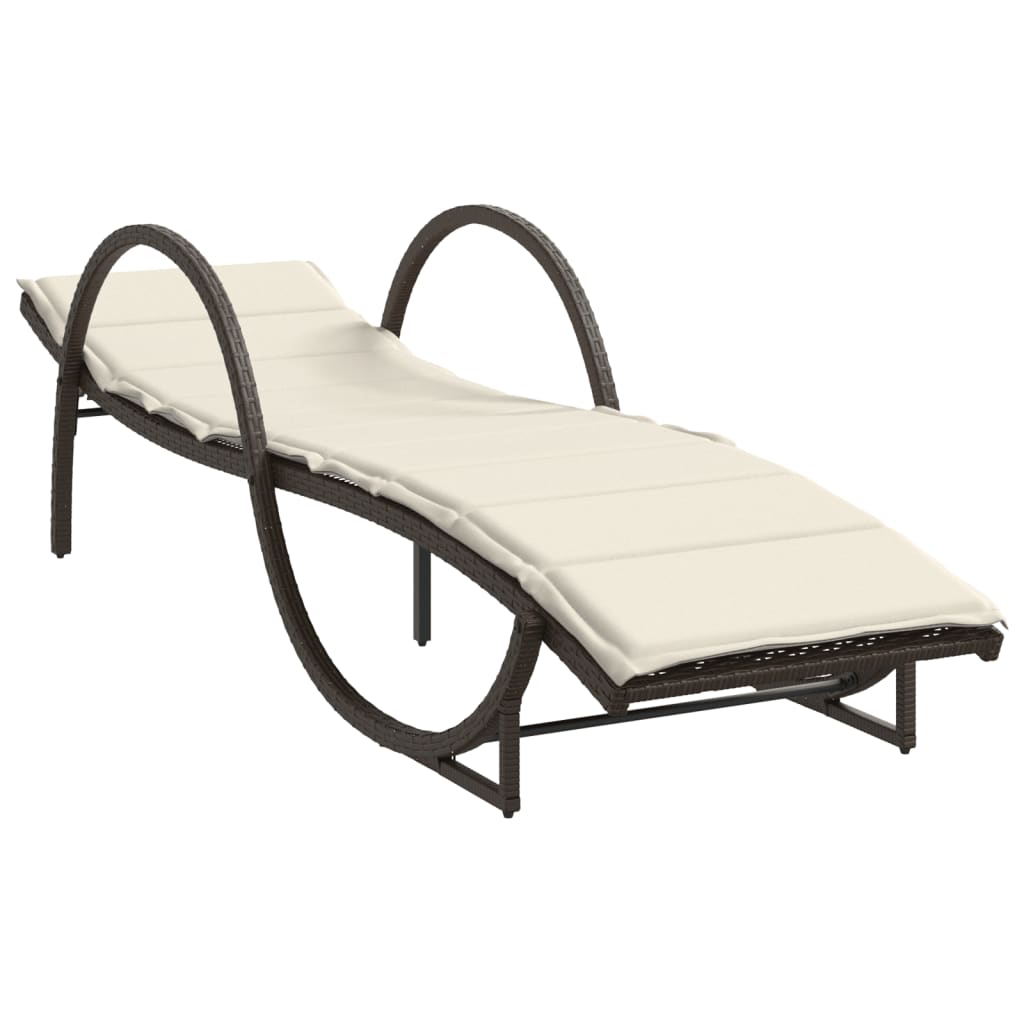 Vidaxl ligbed met kussen 60x199x42 cm poly rattan bruin