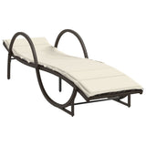 Vidaxl ligbed met kussen 60x199x42 cm poly rattan bruin