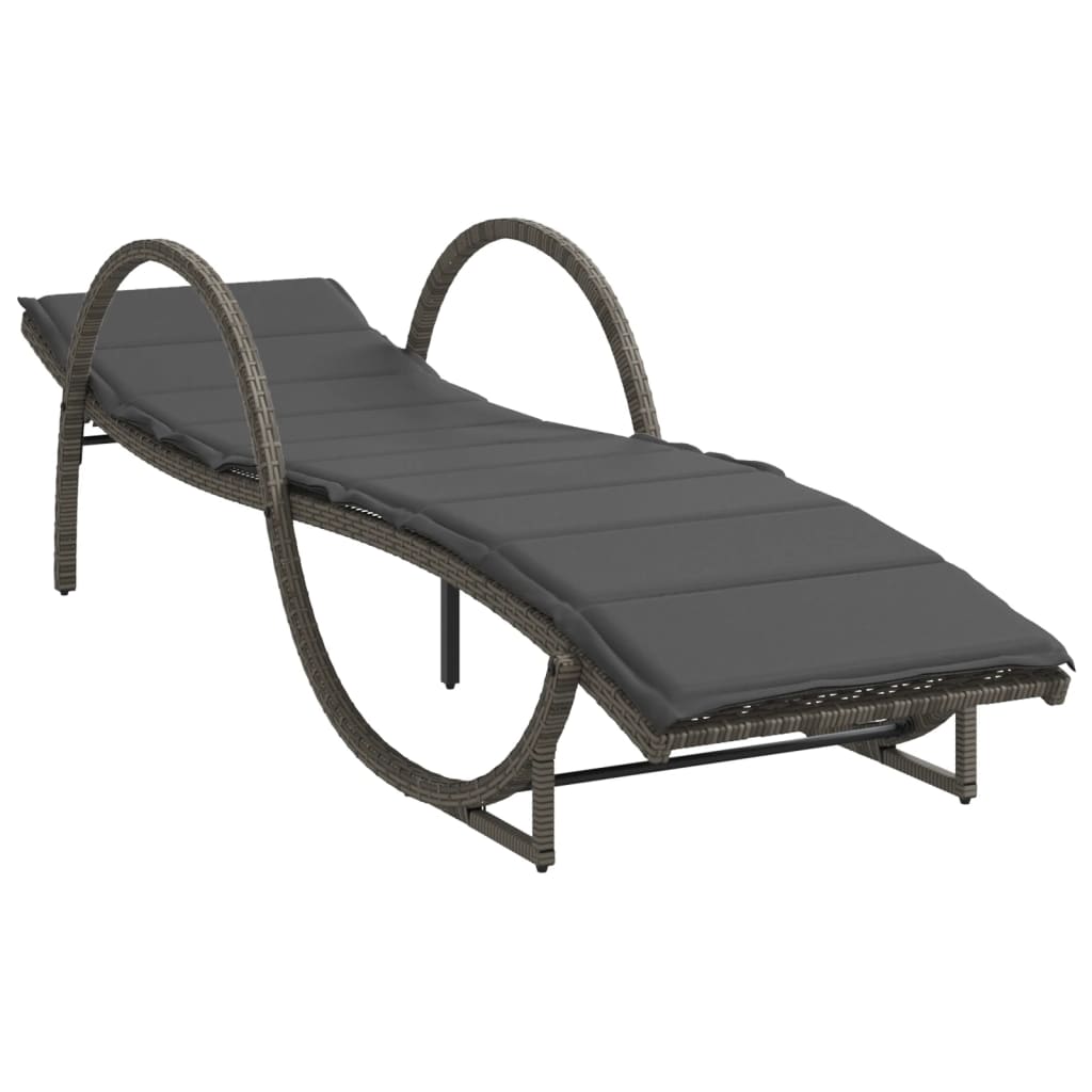 Vidaxl ligbed met kussen 60x199x42 cm poly rattan grijs