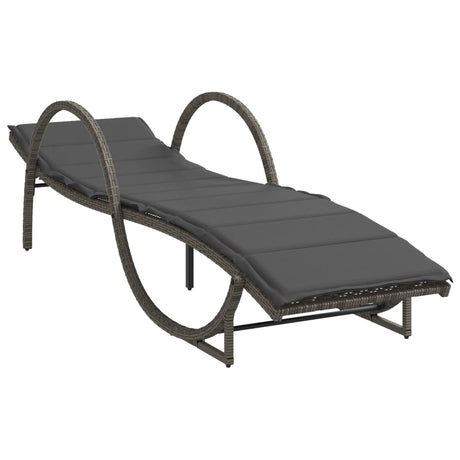 Vidaxl ligbed met kussen 60x199x42 cm poly rattan grijs