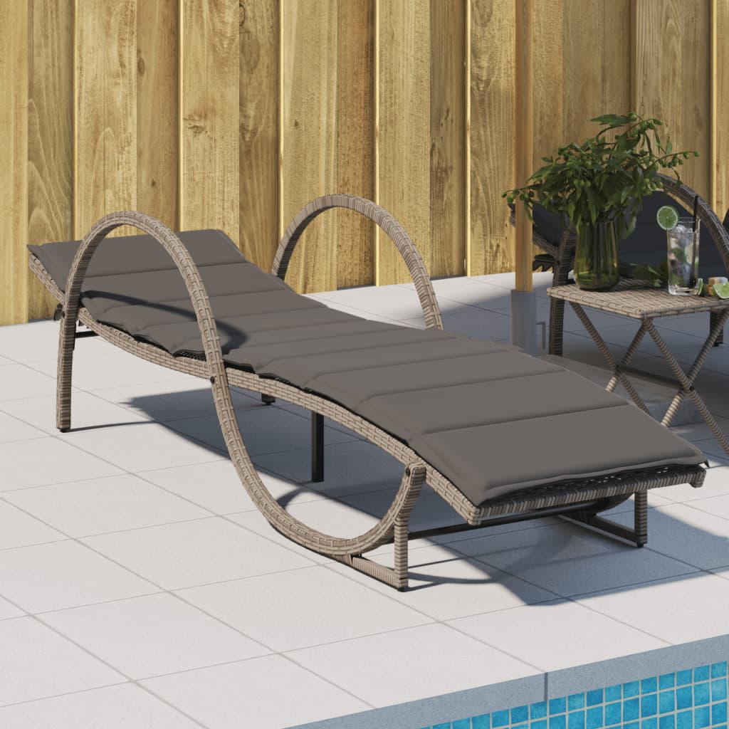 Vidaxl ligbed met kussen 60x199x42 cm poly rattan grijs
