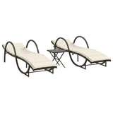 Vidaxl ligstoelen 2 st met tafel poly rattan bruin