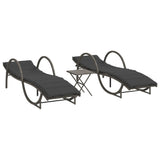 Vidaxl ligbedden 2 st met tafel poly rattan grijs