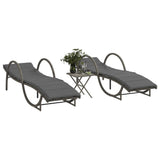 Vidaxl ligbedden 2 st met tafel poly rattan grijs