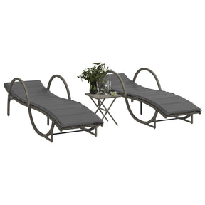 Vidaxl ligbedden 2 st met tafel poly rattan grijs