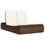 Vidaxl ligbed 2-persoons met kussens poly rattan bruin