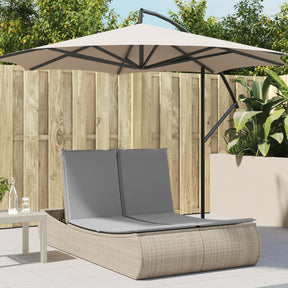 Vidaxl ligbed 2-persoons met kussens poly rattan beige