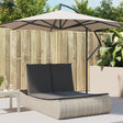 Vidaxl ligbed 2-persoons met kussens poly rattan lichtgrijs