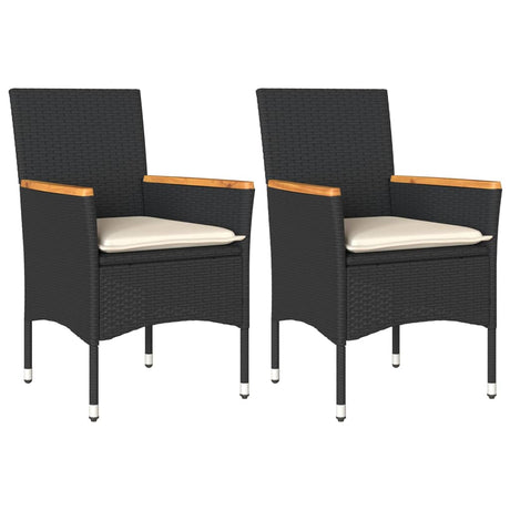 Vidaxl tuinstoelen 2 st met kussens poly rattan zwart