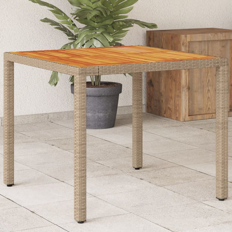 Vidaxl tuintafel 90x90x75 cm poly rattan en acaciahout beige