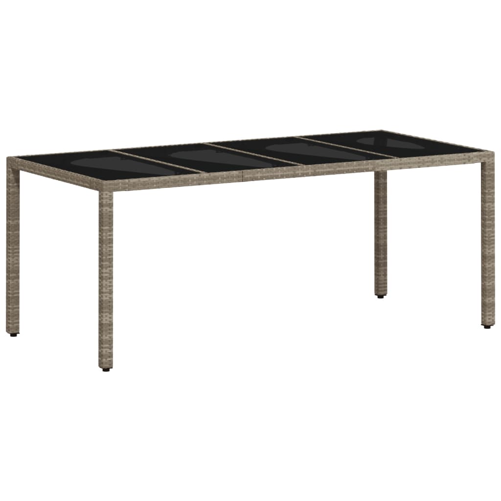 Vidaxl tuintafel met glazen blad 190x90x75 cm poly rattan lichtgrijs