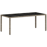 Vidaxl tuintafel met glazen blad 190x90x75 cm poly rattan lichtgrijs