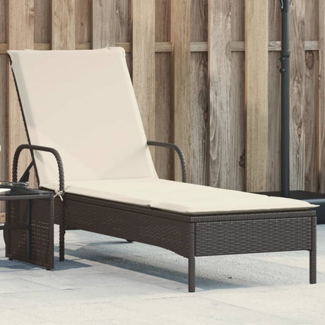 Vidaxl ligbed met wielen en kussen poly rattan zwart