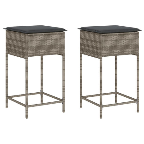 Vidaxl tuinbarkrukken met kussens 2 st poly rattan grijs