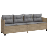 Vidaxl ligbed met kussens poly rattan beige