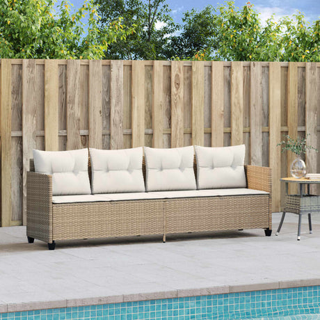 Vidaxl ligbed met kussens poly rattan beige