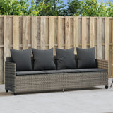 Vidaxl ligbed met kussen poly rattan grijs
