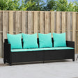 Vidaxl ligbed met kussens poly rattan zwart