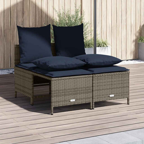 Vidaxl 4-delige tuinbankset met kussens, grijs polyrotan