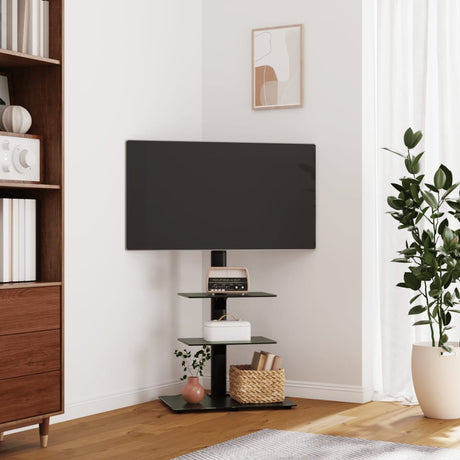 Stojak pod telewizor Vidaxxl, model narożny, 3-warstwowy, do ekranów 32-65 cali, czarny