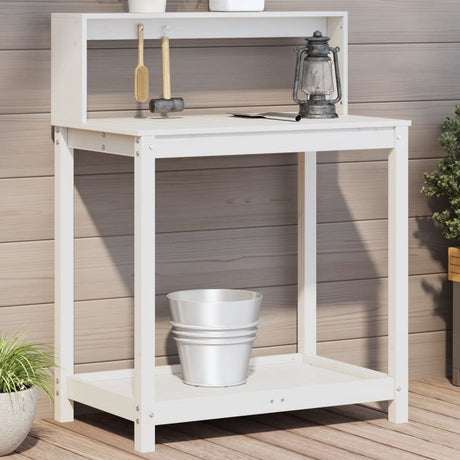 Stół do doniczek Vidaxx z półkami 82,5x50x109,5 cm lite drewno sosnowe biały