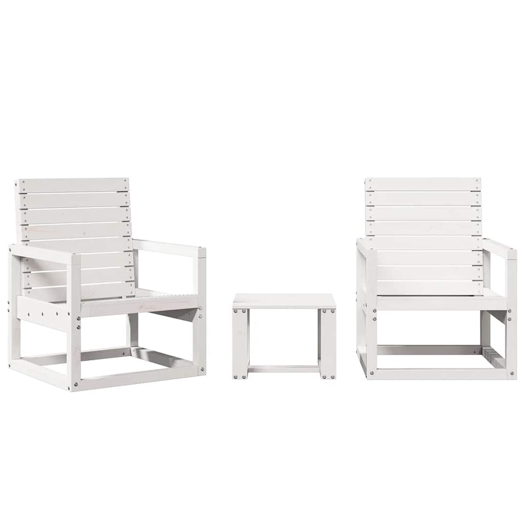 Vidaxl 3-delige loungeset massief grenenhout wit