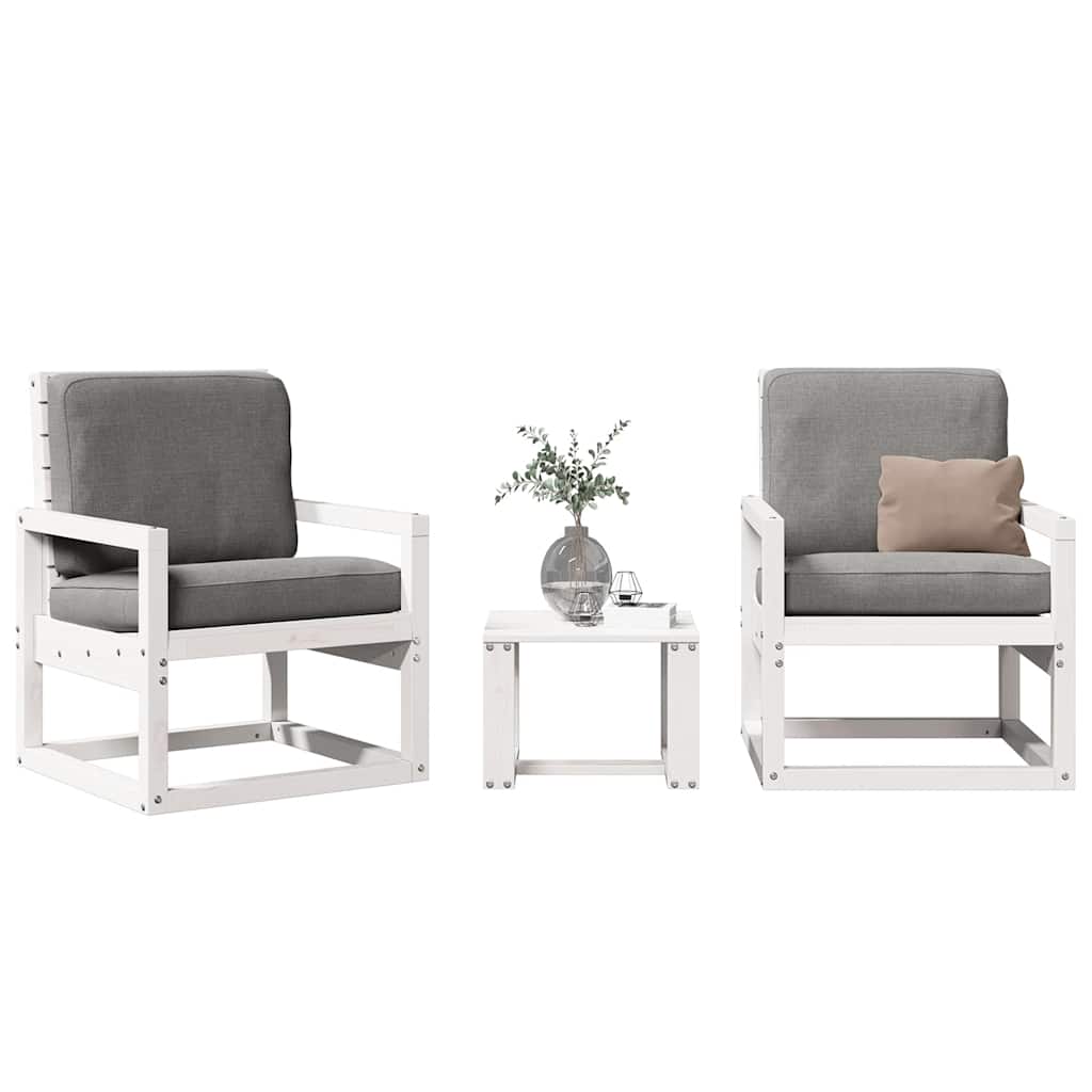 Vidaxl 3-delige loungeset massief grenenhout wit