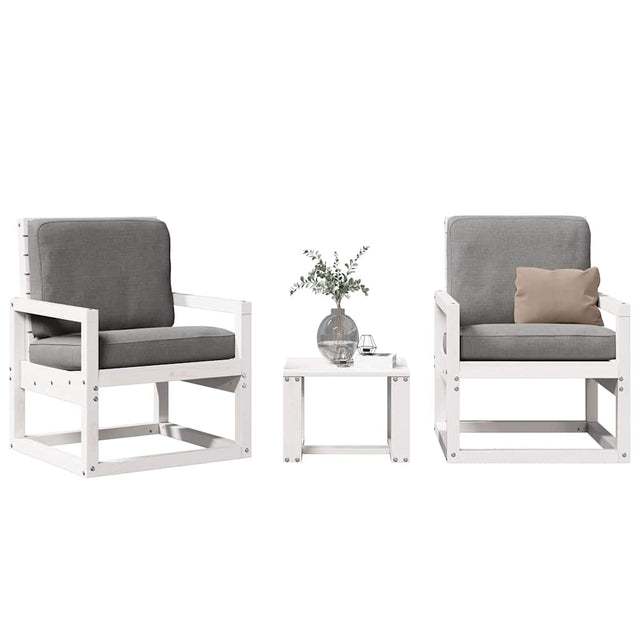 Vidaxl 3-delige loungeset massief grenenhout wit
